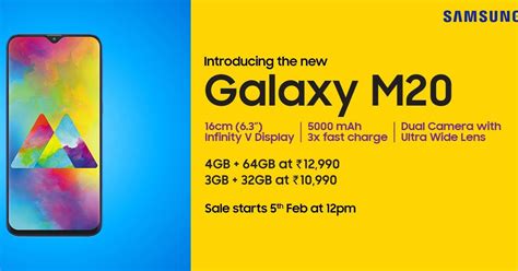 Samsung Galaxy M20 (5000 mAh Battery, 32 GB Storage) .